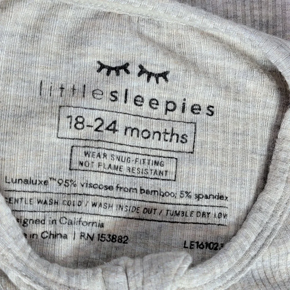 Little Sleepies Bamboo Oatmeal Ribbed Zippy‎ 18-24 Months Pajamas Footie Sleeper